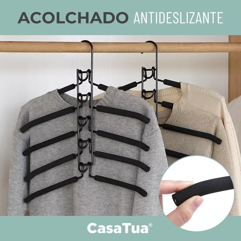 Colgadores Ropa Pack 2 Ganchos 5en1 Antideslizante CasaTua-5