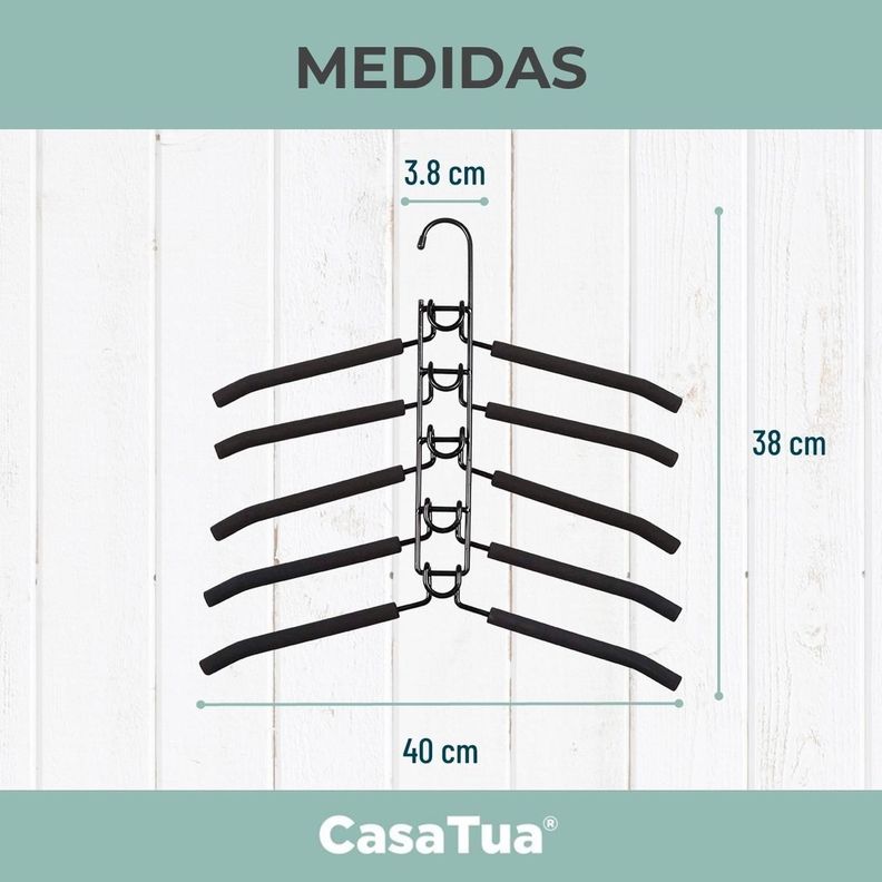 Colgadores Ropa Pack 2 Ganchos 5en1 Antideslizante CasaTua-7