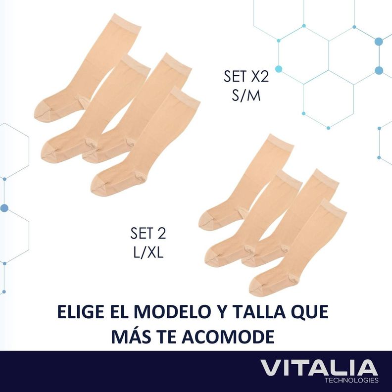 Medias Calcetines de Compresion Unisex Pack 2 Pares Vitalia-5