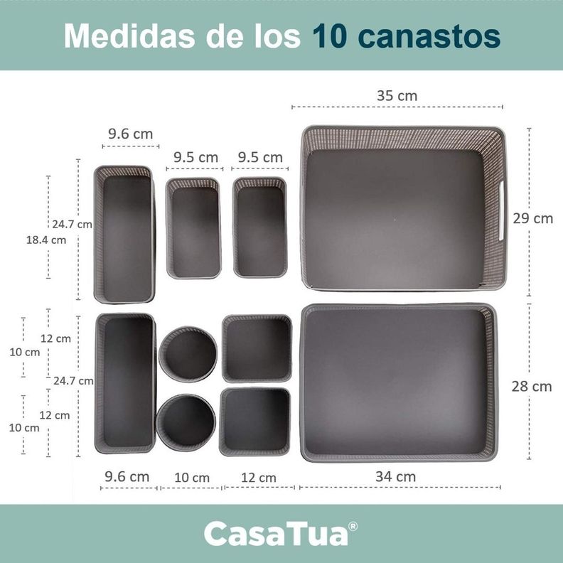 Canastos Organizadores Set de 10 unids Cocina Baño Multiuso-3