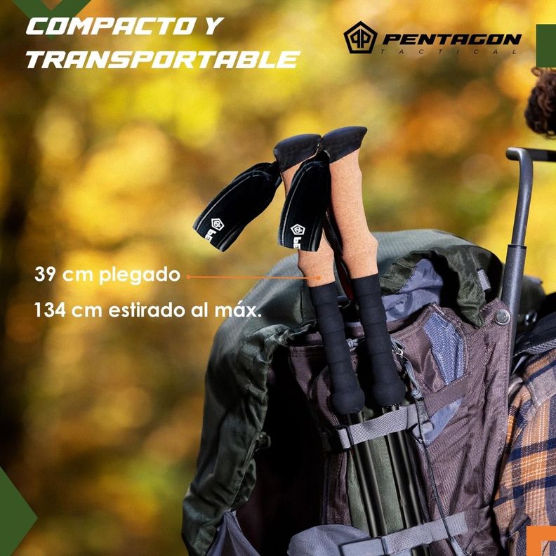 Bastones Trekking Ajustable Aluminio Pentagon Profesional x2-4