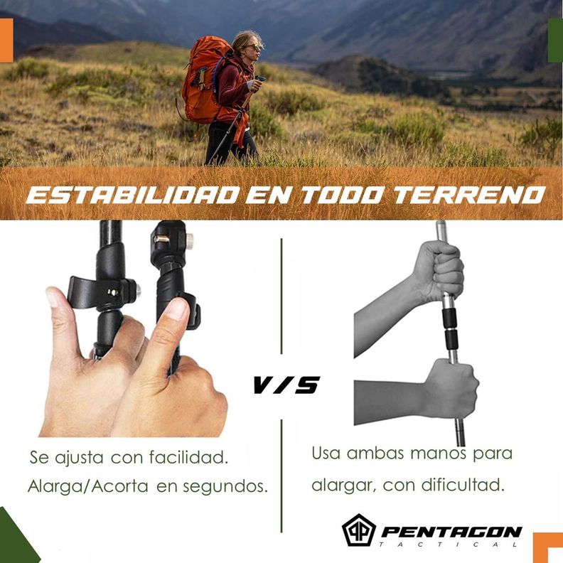 Bastones Trekking Ajustable Aluminio Pentagon Profesional x2-6