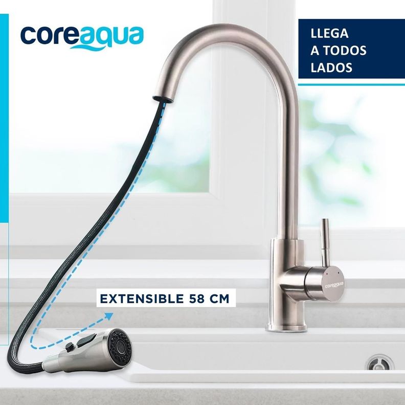 Llave Monomando Lavaplatos Extraible Griferia Cocina Coreaqu-5