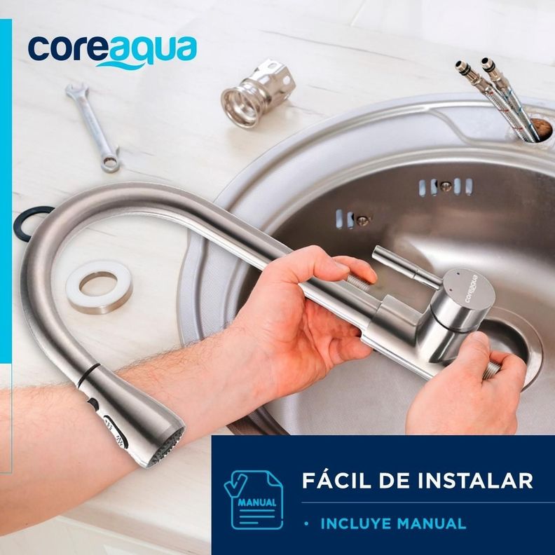Llave Monomando Lavaplatos Extraible Griferia Cocina Coreaqu-6