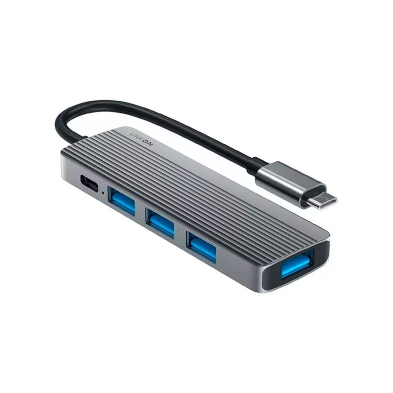 Hub Adaptador Usb Tipo C 5 En 1 Linkon Rj45 Para Mac Windows-0