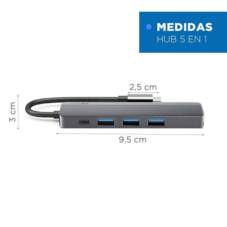 Hub Adaptador Usb Tipo C 5 En 1 Linkon Rj45 Para Mac Windows-7