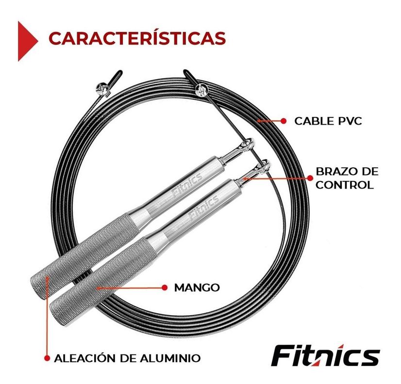 Cuerda Saltar Ajustable con Peso Profesional Cardio Crossfit Silver plateado-1