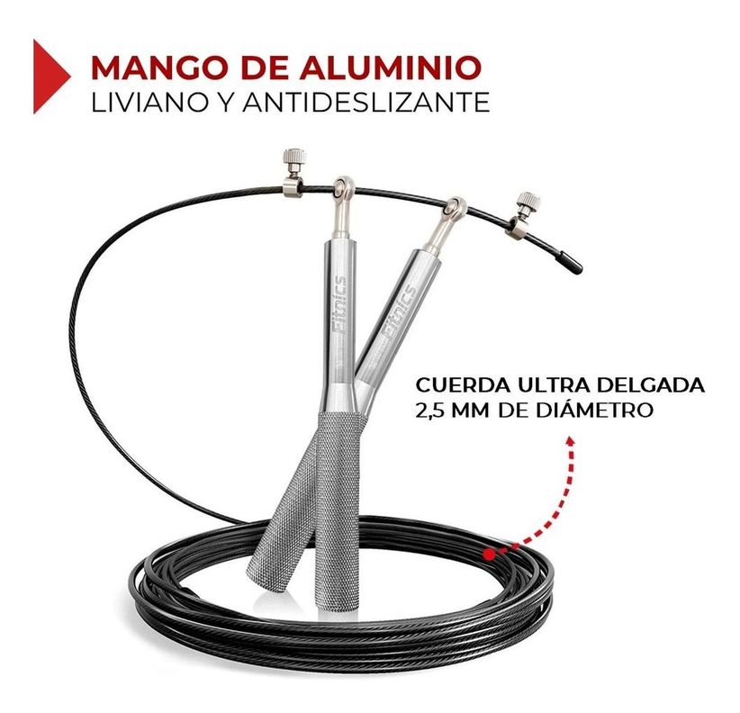 Cuerda Saltar Ajustable con Peso Profesional Cardio Crossfit Silver plateado-3