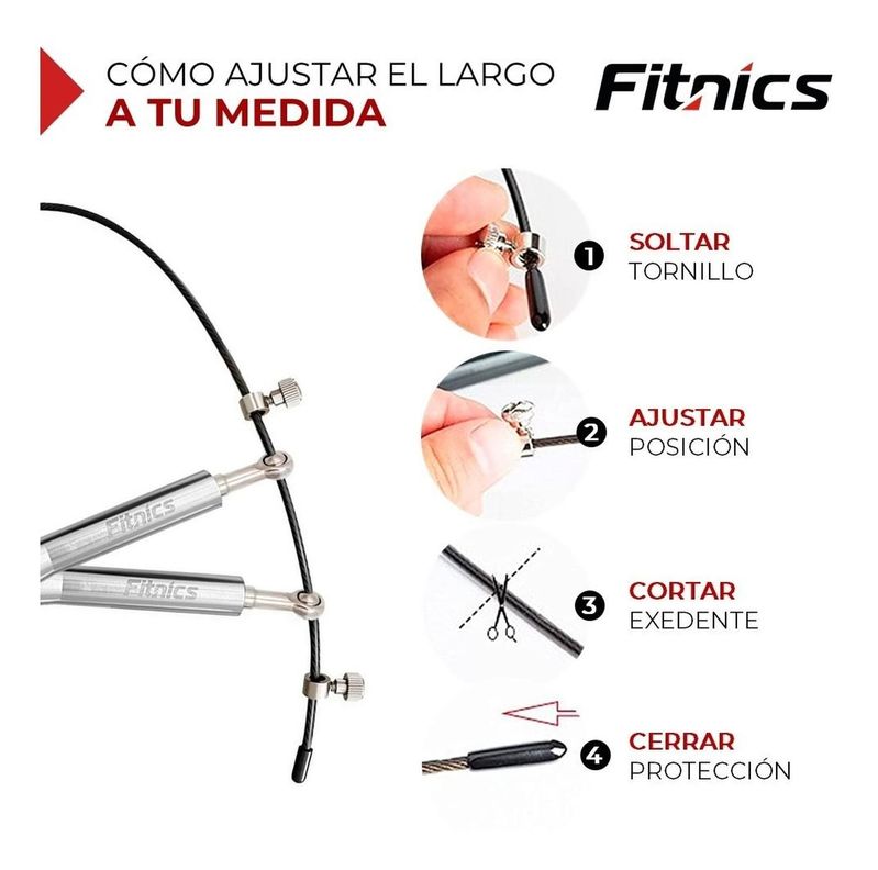 Cuerda Saltar Ajustable con Peso Profesional Cardio Crossfit Silver plateado-4