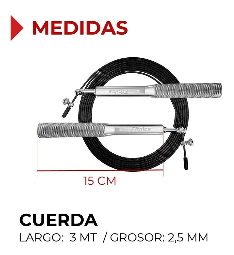 Cuerda Saltar Ajustable con Peso Profesional Cardio Crossfit Silver plateado-5