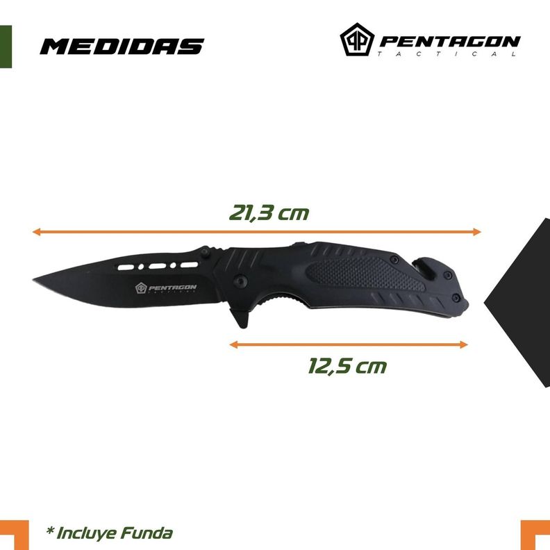 Cuchillo Tactico Navaja Pentagon Caza Supervivencia Camping Hannibal-4
