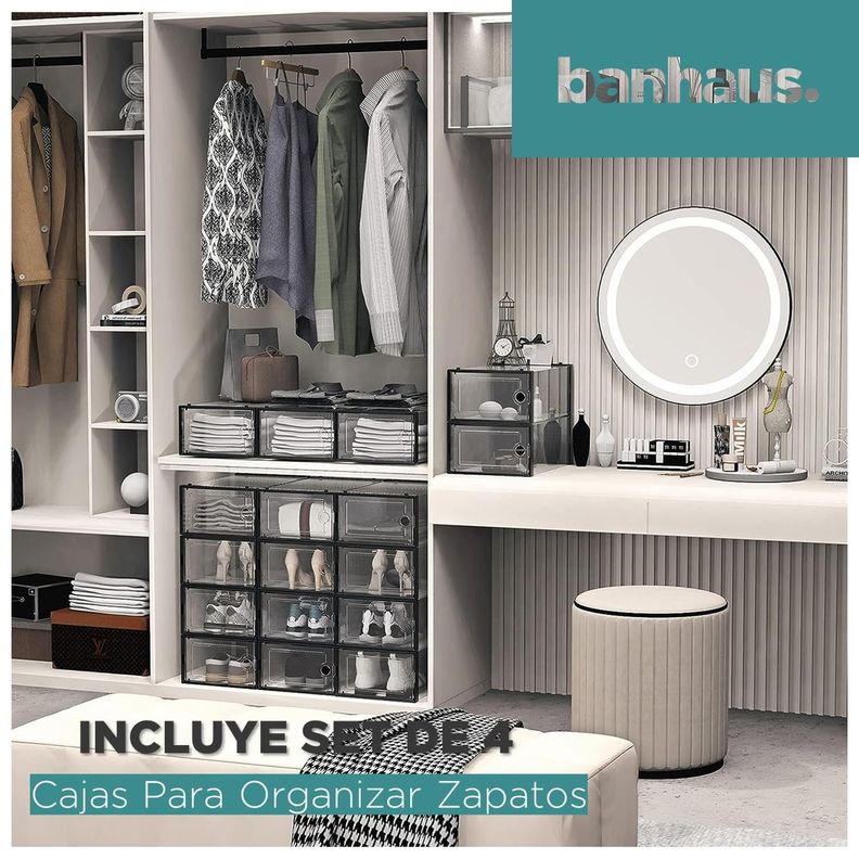 Caja Organizadora Zapatos Set X4 Banhaus Zapatero Apilable-1