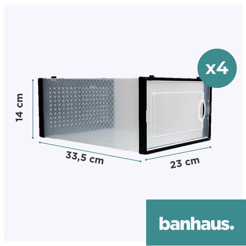 Caja Organizadora Zapatos Set X4 Banhaus Zapatero Apilable-6