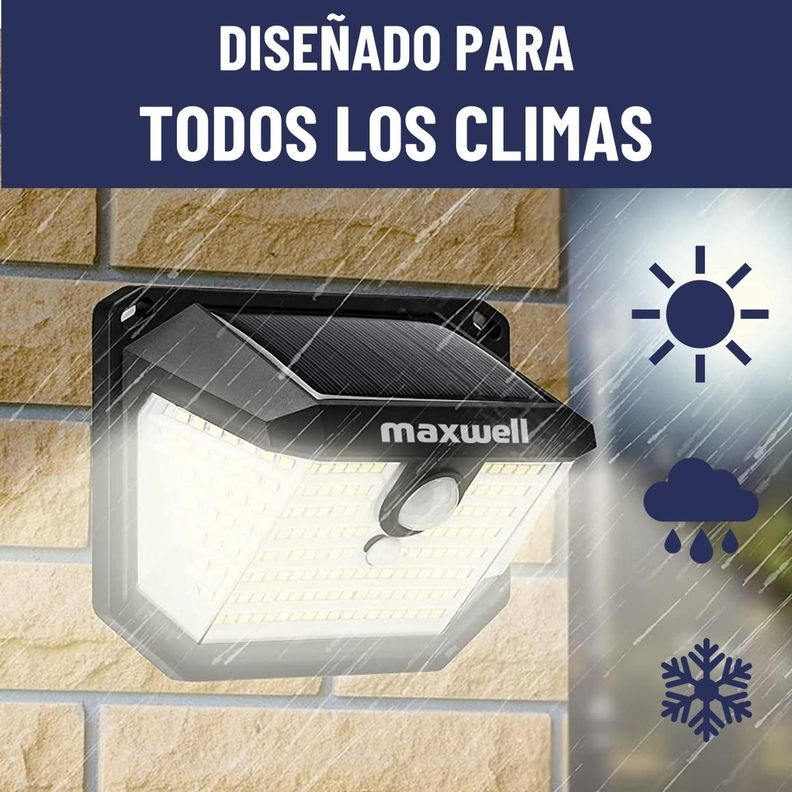 Foco Solar Maxwell 178 Led Exterior Pared Unitario + Sensor Luz Cálida-2