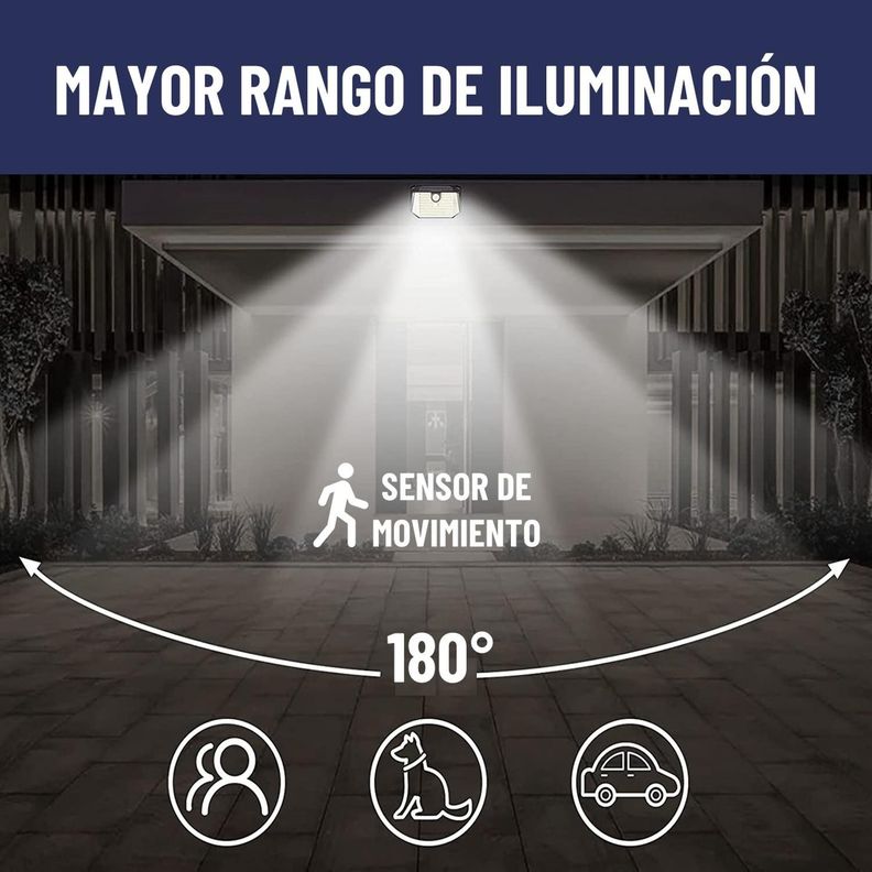 Foco Solar Maxwell 178 Led Exterior Pared Unitario + Sensor Luz Cálida-3