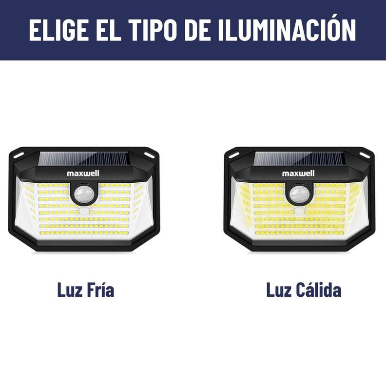 Foco Solar Maxwell 178 Led Exterior Pared Unitario + Sensor Luz Cálida-6