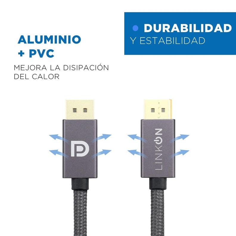 Cable Displayport 8k (8k 60hz / 4k 144hz/ 2k 165hz) V1.4 2mt-2
