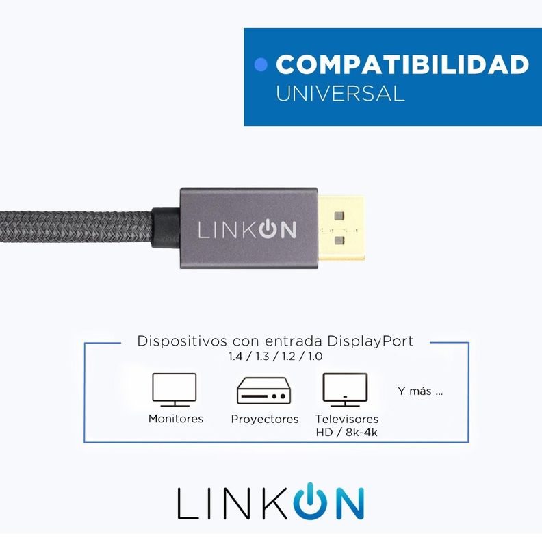 Cable Displayport 8k (8k 60hz / 4k 144hz/ 2k 165hz) V1.4 2mt-6