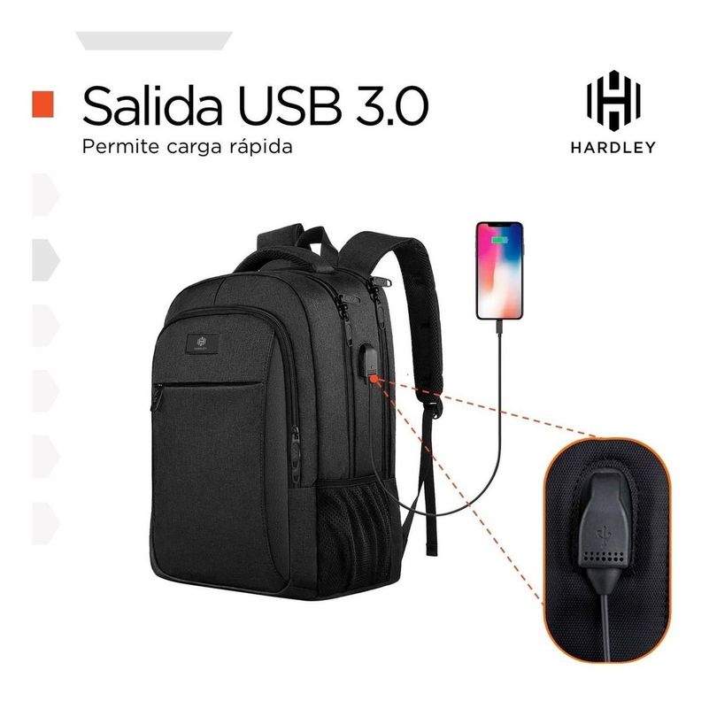 Mochila Notebook Hardley Impermeable Antirrobo Hombre Mujer-2