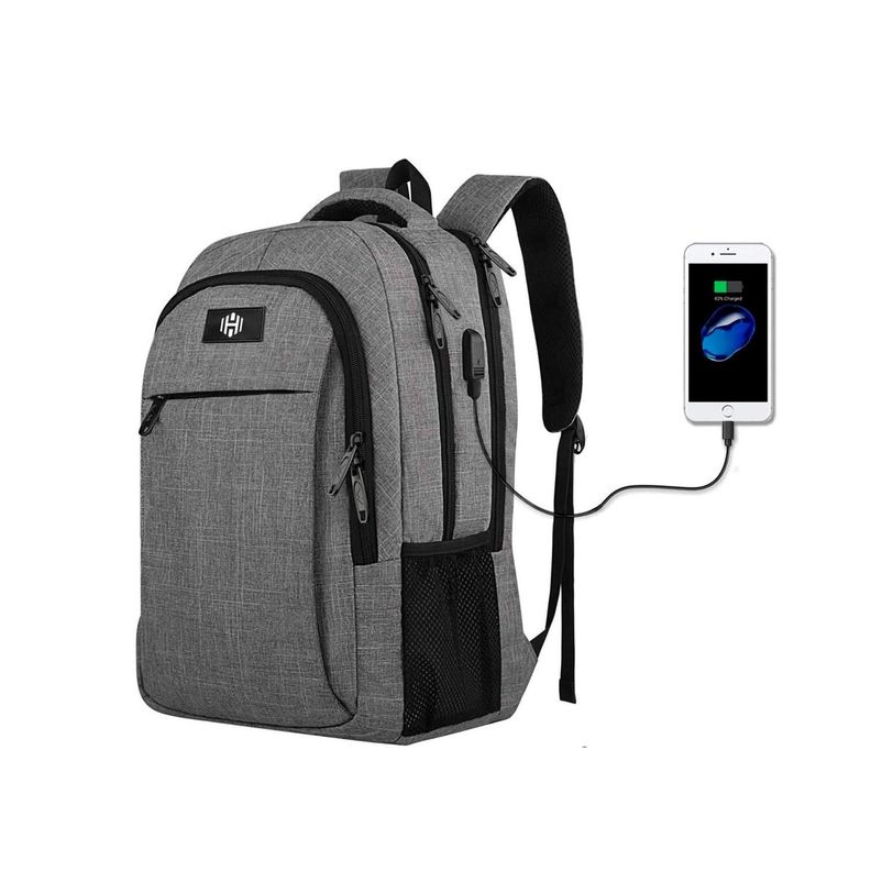 Mochila Notebook Hardley Impermeable Antirrobo Gris