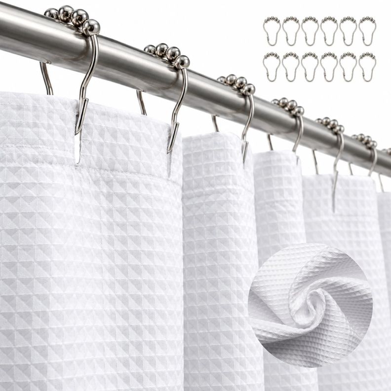 Cortina Bano Ducha Impermeable CasaTua Con Iman y Forro