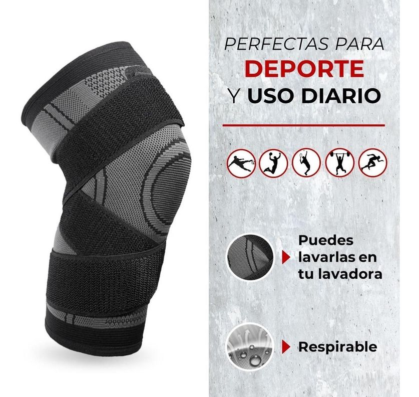 Rodillera Deportiva Compresion Fitnics Set x2 Banda Sujecion  M gris XL gris-4