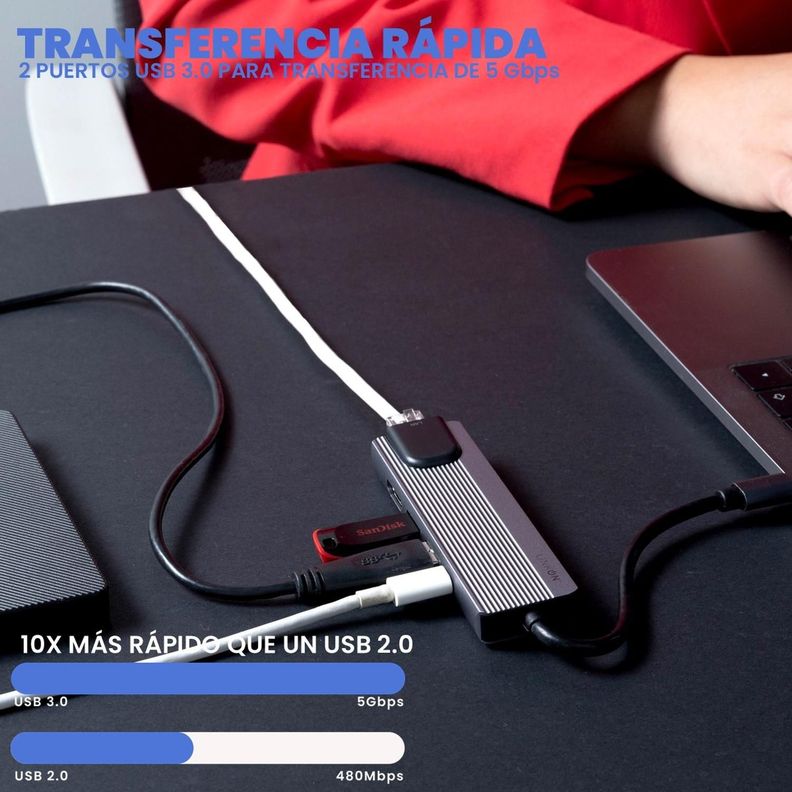 Hub Adaptador Usb Tipo C 5 En 1 Linkon 1000 Mbps Mac Windows-3