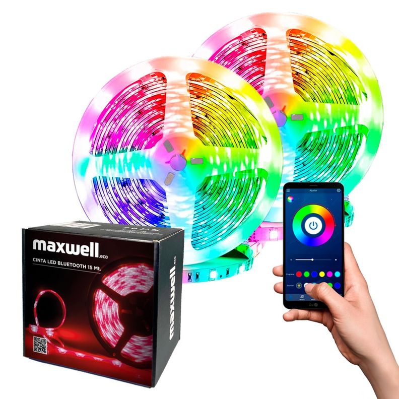 Tira Cinta Luces Led Rgb Bluetooth 15 Metros Total + Conector-0