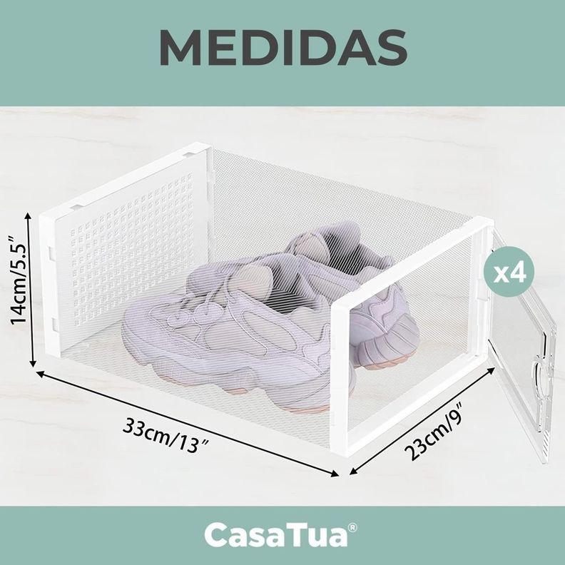 Caja Organizadora de Zapatos Set x4 CasaTua Apilables Firmes-4