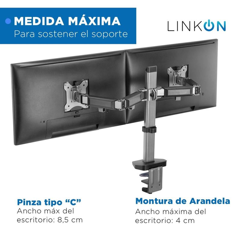 Soporte Brazo Articulado Doble Monitor Linkon Escritorio-7