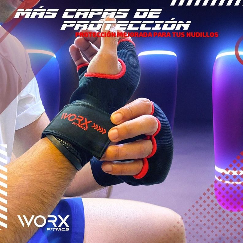 Guantes Vendas Muñequeras De Boxeo Worx Acolchadas L negro-2