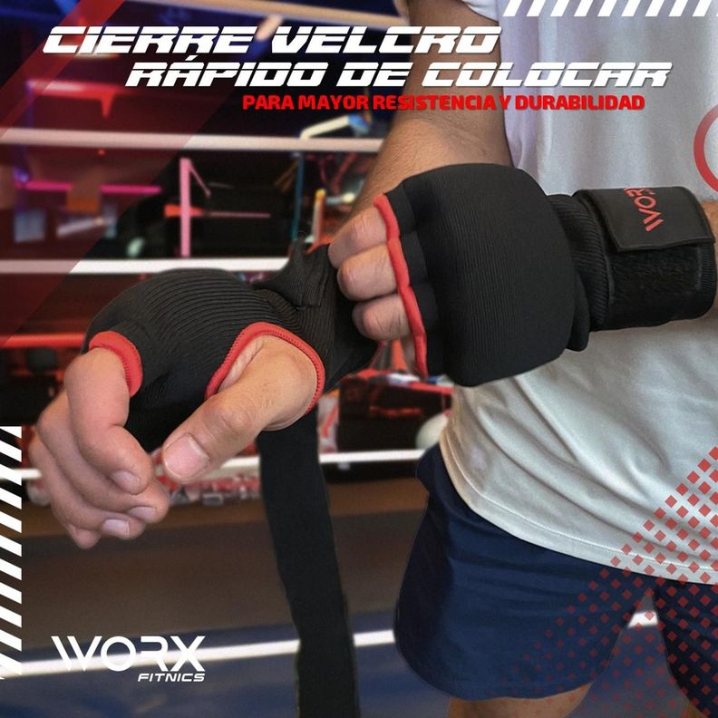 Guantes Vendas Muñequeras De Boxeo Worx Acolchadas L negro-3