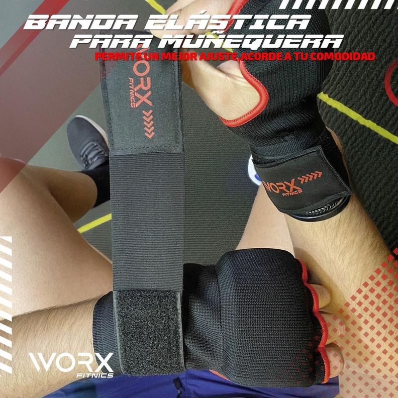 Guantes Vendas Muñequeras De Boxeo Worx Acolchadas L negro-4