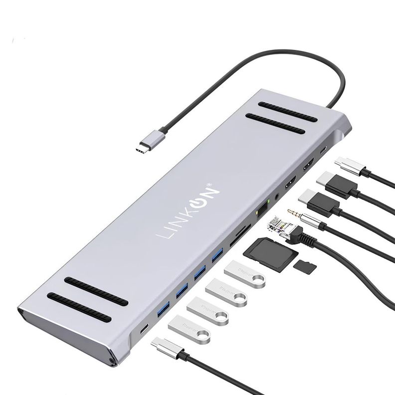 Hub Usb C 12 en 1 Linkon para Mac Windows Docking Station-0