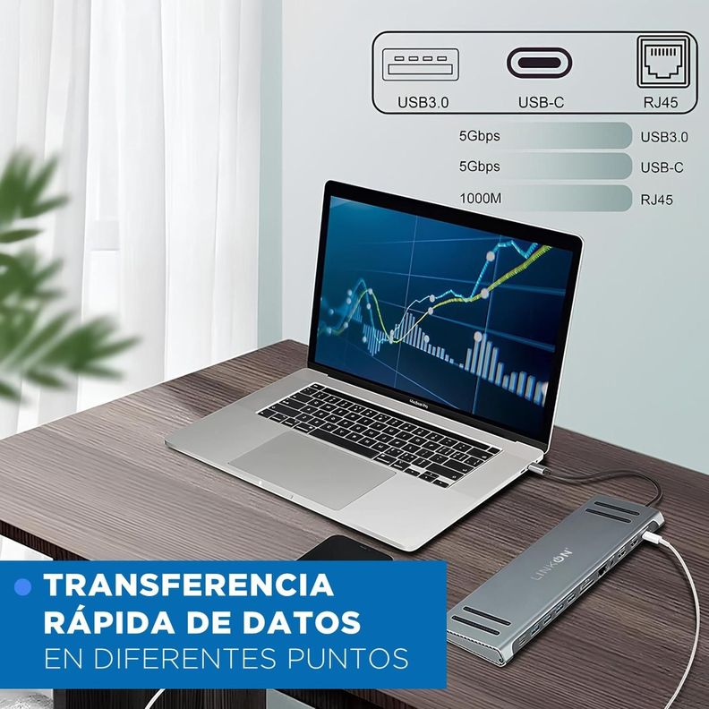 Hub Usb C 12 en 1 Linkon para Mac Windows Docking Station-4
