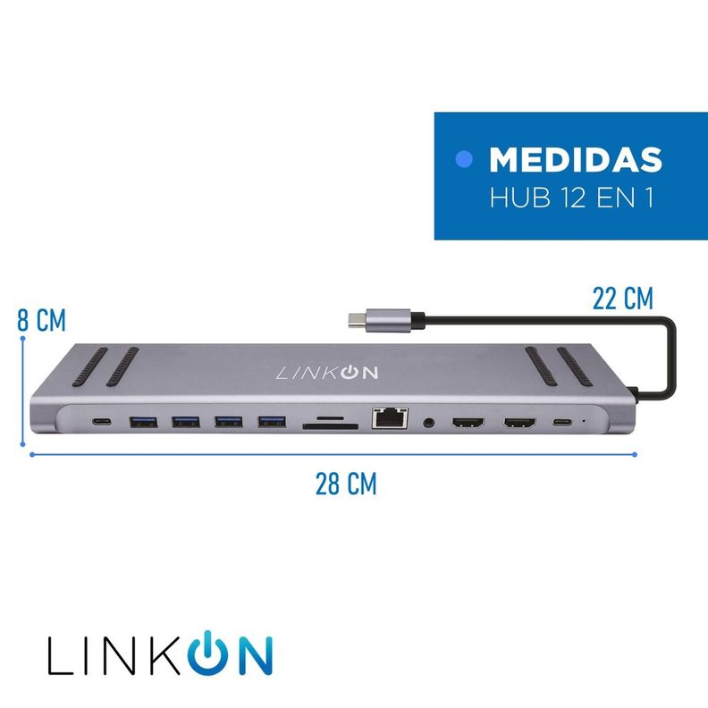 Hub Usb C 12 en 1 Linkon para Mac Windows Docking Station-7