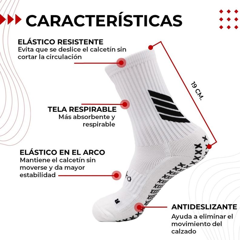 Medias Futbol Niños Antideslizantes Set 2 + Pantorrillera blanco-7