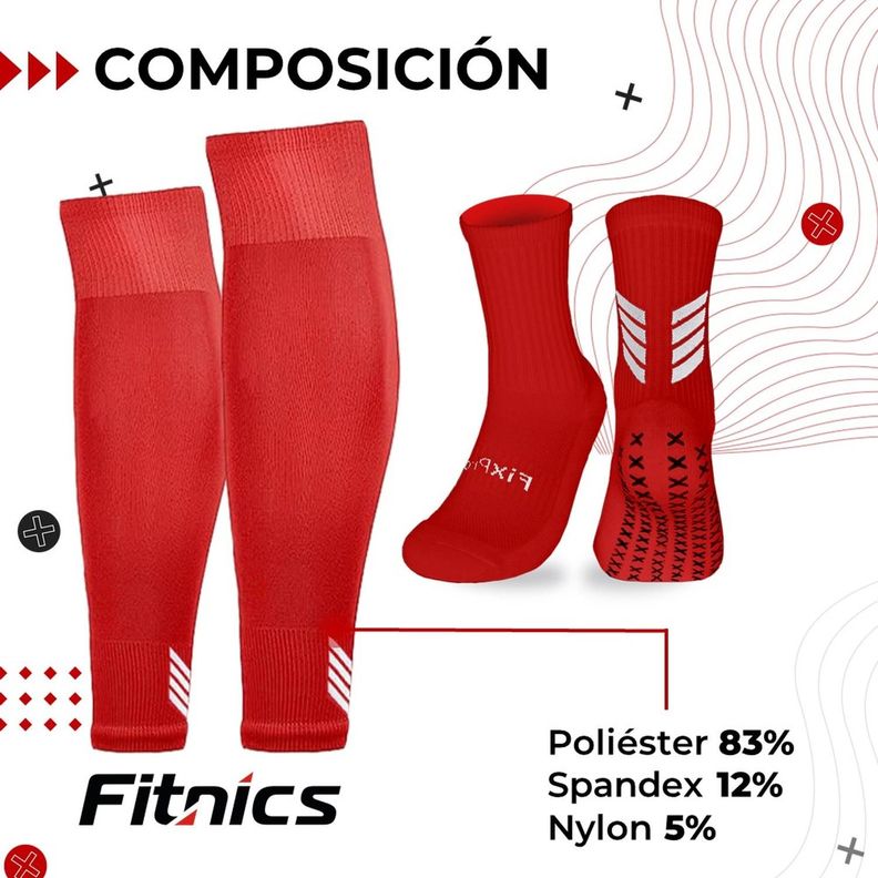 Medias Futbol Calcetas Antideslizantes + Pantorillera Fitnics-3