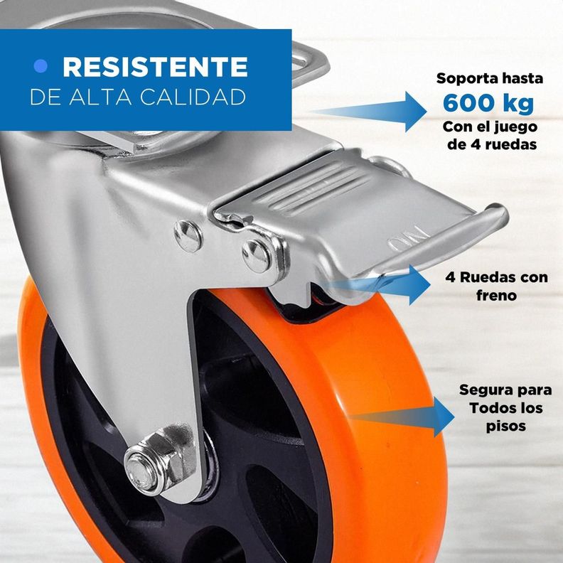 Ruedas Industriales para Muebles + Frenos Linkon 4" Set 4-3
