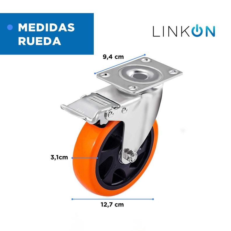 Ruedas Industriales para Muebles + Frenos Linkon 4" Set 4-6