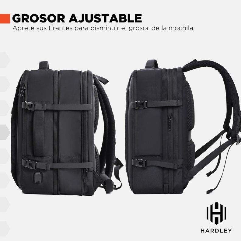 Mochila para Viaje Notebook Hardley 40L Nylon Balistico +USB-7