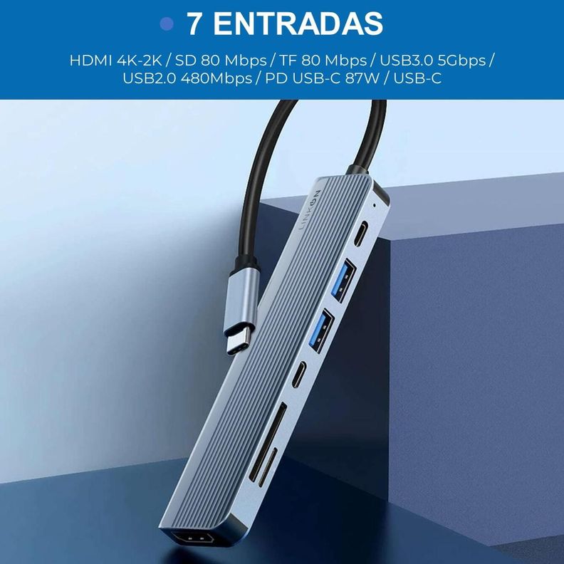 Hub Adaptador Usb C 7 En 1 Linkon Para Mac Macbook Windows-1
