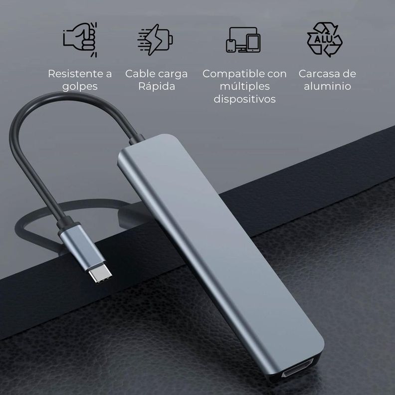 Hub Adaptador Usb C 7 En 1 Linkon Para Mac Macbook Windows-2