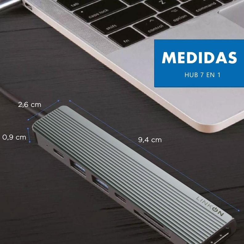 Hub Adaptador Usb C 7 En 1 Linkon Para Mac Macbook Windows-4