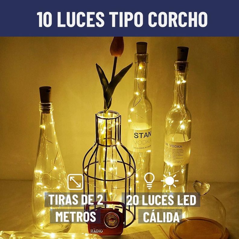 Luces Led Guirnalda con Corcho Para Botella Hada Maxwell X10-1