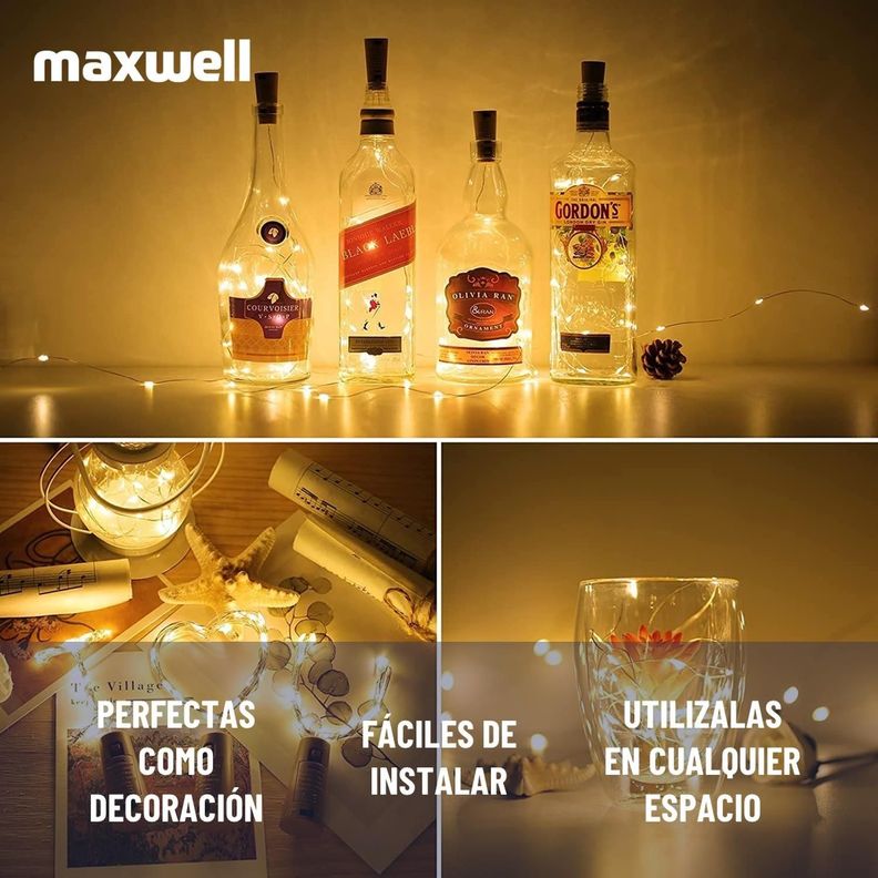 Luces Led Guirnalda con Corcho Para Botella Hada Maxwell X10-3