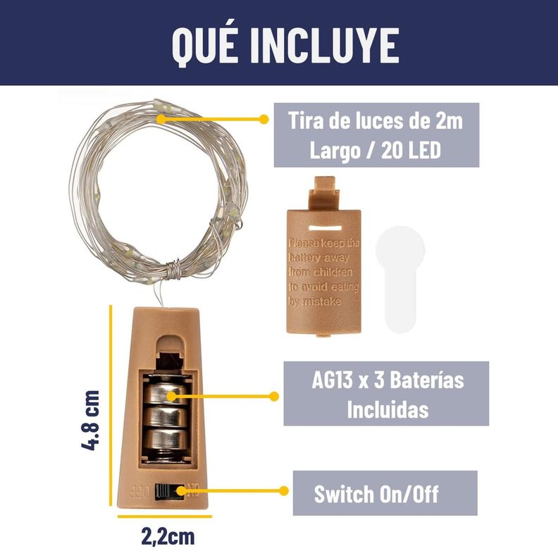 Luces Led Guirnalda con Corcho Para Botella Hada Maxwell X10-6