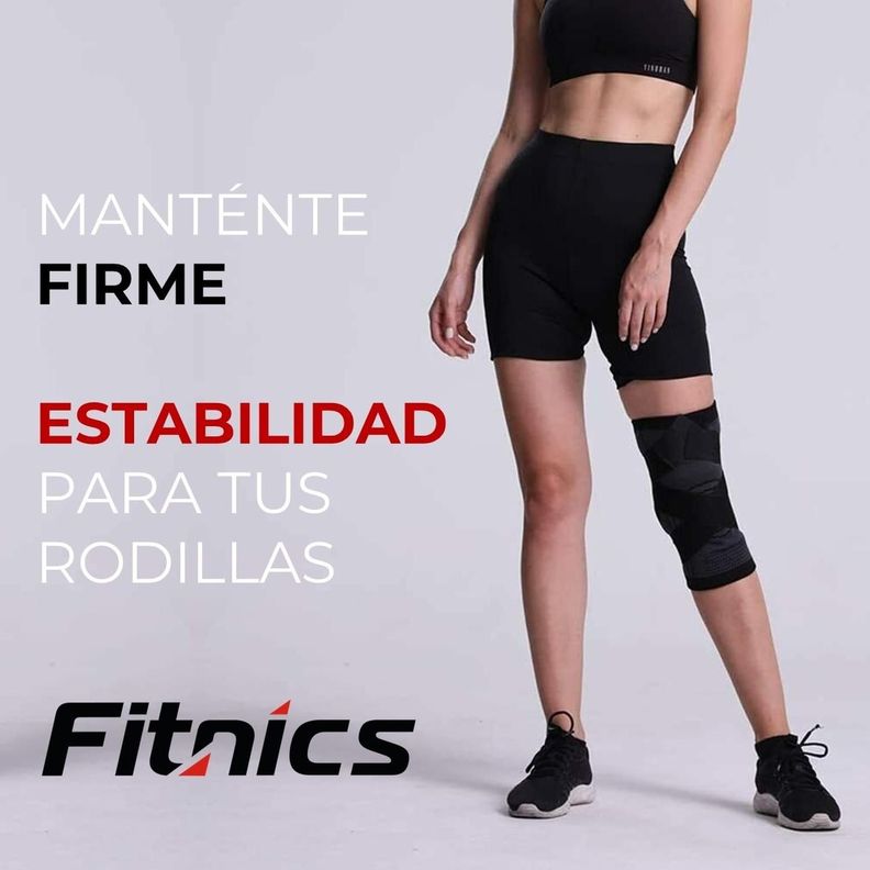 Rodillera Deportiva Compresion Fitnics Set x2 Banda Sujecion gris-2