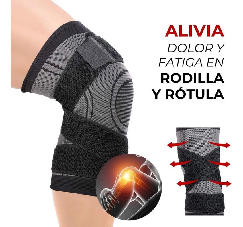 Rodillera Deportiva Compresion Fitnics Set x2 Banda Sujecion gris-5