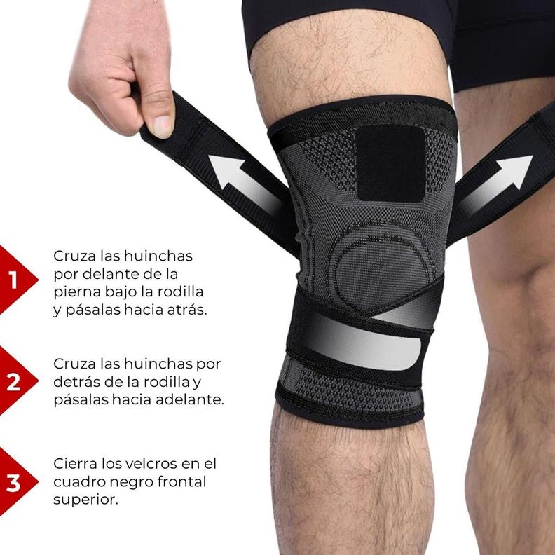 Rodillera Deportiva Compresion Fitnics Set x2 Banda Sujecion gris-6
